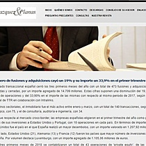El nmero de fusiones y adquisiciones cay un 19% y su importe un 33,9% en el primer trimestre